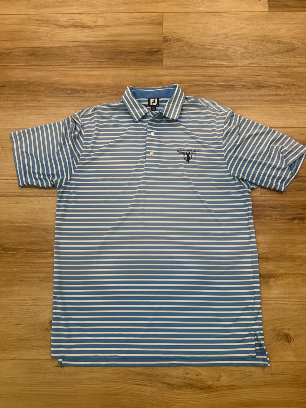 FootJoy Light Blue & White Striped Men’s Golf Polo